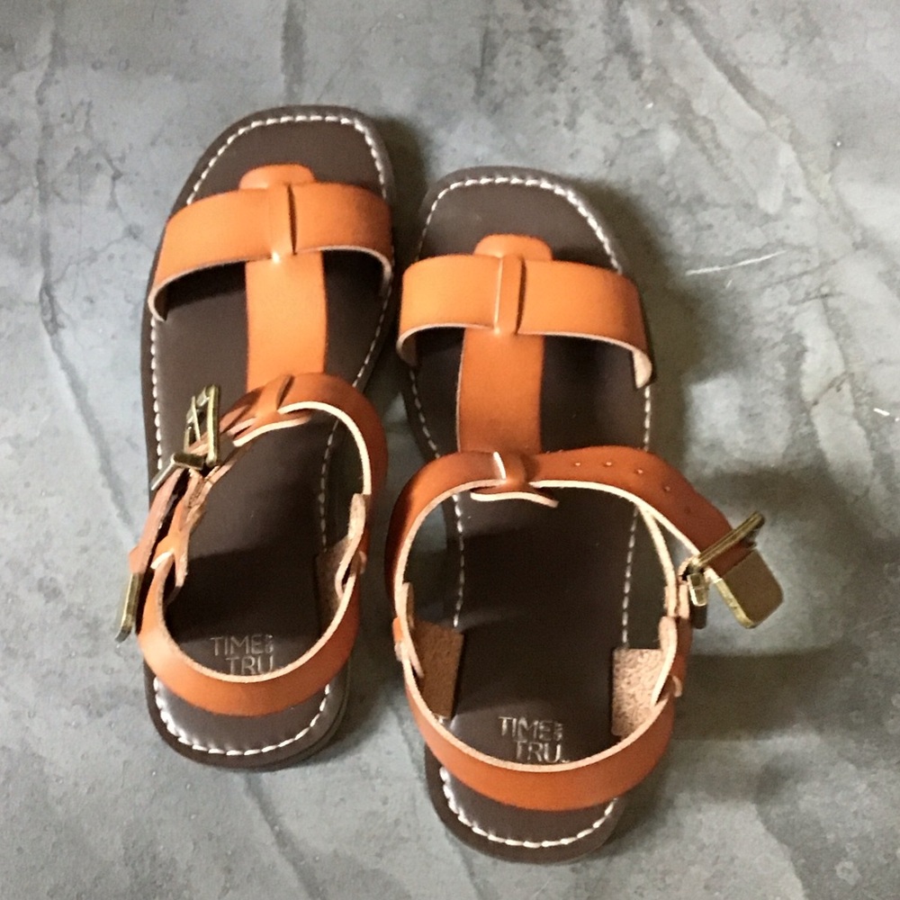 Time and Tru Kids Tan Sandals with Buckle